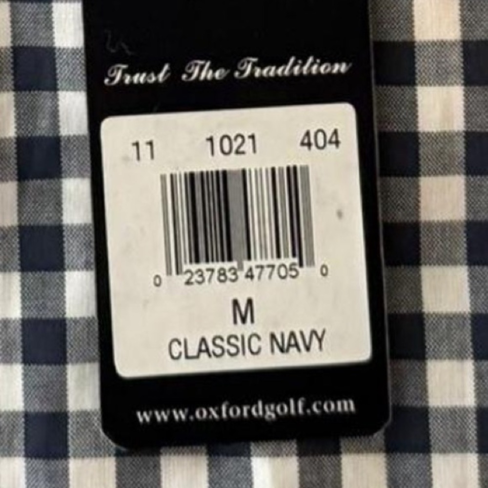 NWT Oxford Golf Navy Gingham Sleeveless Button Down Shirt - Medium - Picture 6 of 6